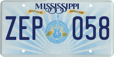 MS license plate ZEP058