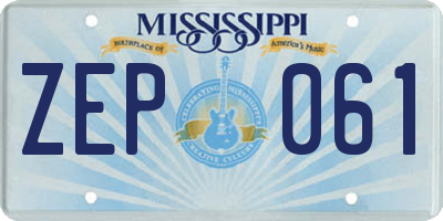 MS license plate ZEP061