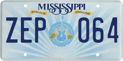 MS license plate ZEP064