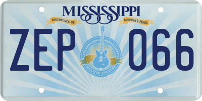 MS license plate ZEP066