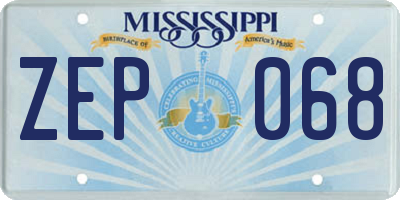 MS license plate ZEP068