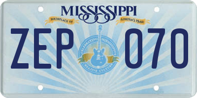 MS license plate ZEP070
