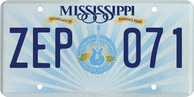 MS license plate ZEP071