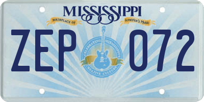 MS license plate ZEP072