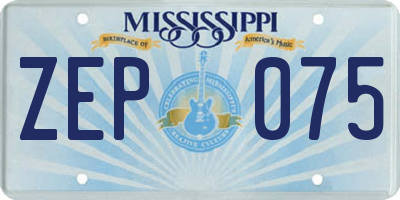 MS license plate ZEP075