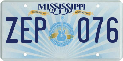 MS license plate ZEP076