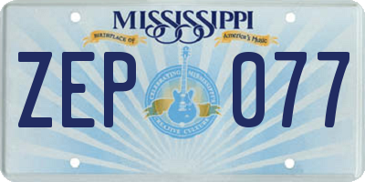 MS license plate ZEP077
