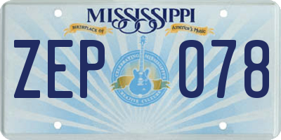 MS license plate ZEP078
