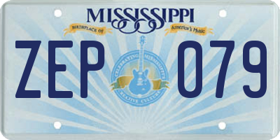 MS license plate ZEP079