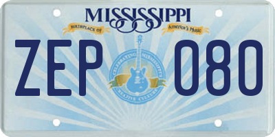MS license plate ZEP080