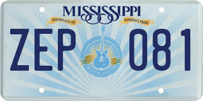 MS license plate ZEP081