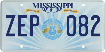 MS license plate ZEP082