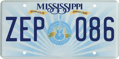 MS license plate ZEP086