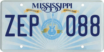 MS license plate ZEP088