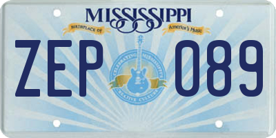 MS license plate ZEP089