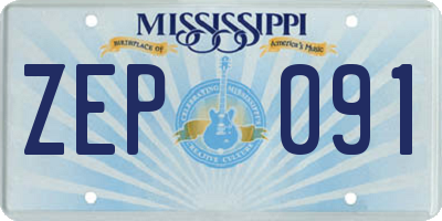 MS license plate ZEP091