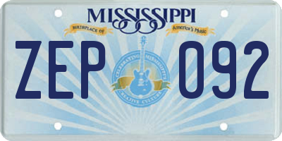 MS license plate ZEP092