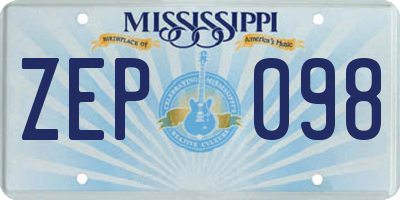 MS license plate ZEP098