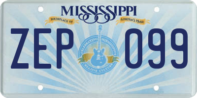 MS license plate ZEP099
