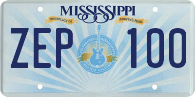 MS license plate ZEP100