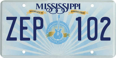 MS license plate ZEP102