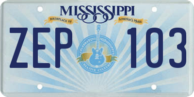MS license plate ZEP103