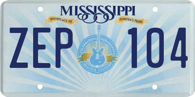 MS license plate ZEP104