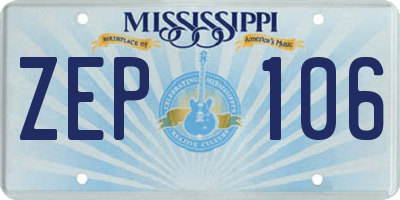MS license plate ZEP106