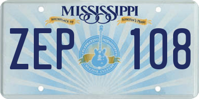 MS license plate ZEP108