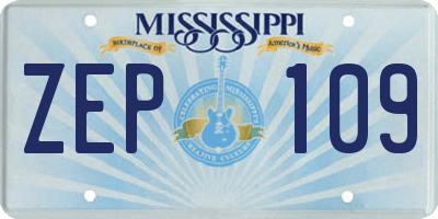 MS license plate ZEP109