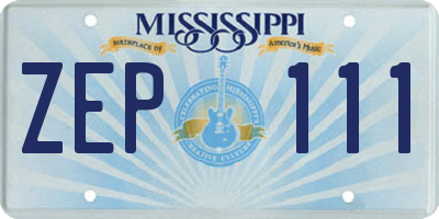 MS license plate ZEP111