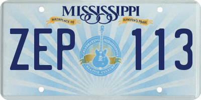 MS license plate ZEP113