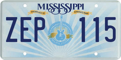 MS license plate ZEP115