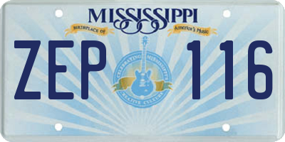 MS license plate ZEP116