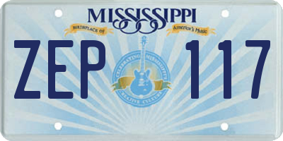 MS license plate ZEP117