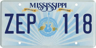 MS license plate ZEP118