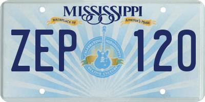 MS license plate ZEP120