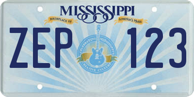 MS license plate ZEP123