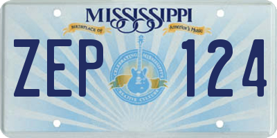 MS license plate ZEP124