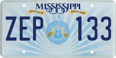 MS license plate ZEP133