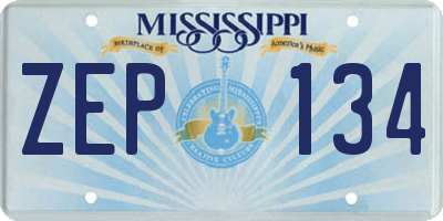 MS license plate ZEP134