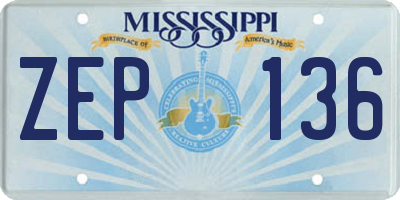 MS license plate ZEP136