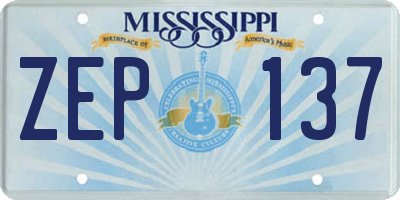 MS license plate ZEP137