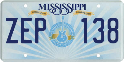 MS license plate ZEP138