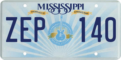 MS license plate ZEP140