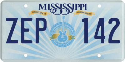 MS license plate ZEP142