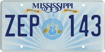 MS license plate ZEP143