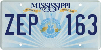 MS license plate ZEP163