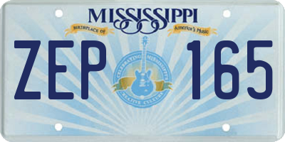 MS license plate ZEP165