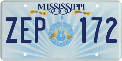 MS license plate ZEP172